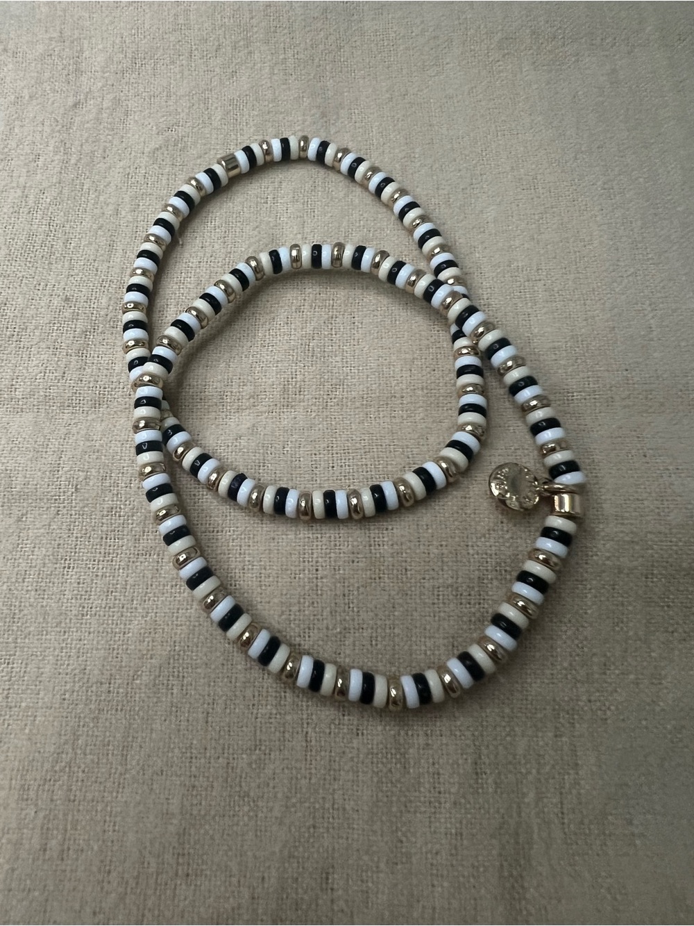J. Crew black and white beaded stretch bracelets